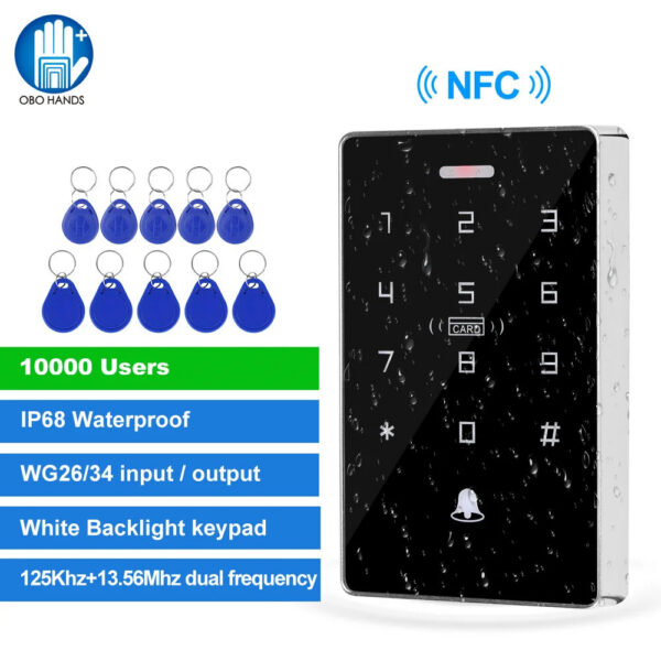 18409af839ca0c1c Outdoor Access Control System Kit Set Waterproof RFID Keypad 125KHz 13.56MHz NFC + 180KG Electric Magnetic Lock Strike Locks