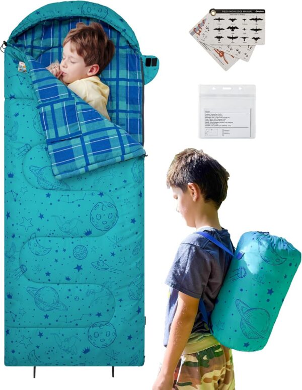 185dbcefb3545cae KingCamp Kinderschlafsack Schlafsack Winter Warmer Deckenschlafsack 3-4 Jahreszeiten für Kinder beim Camping Trekking 170 x 70 cm Komfort: 7°C 1.4 KG