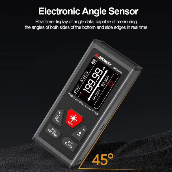 SNDWAY Dual Distance Meter Rechargeable Bilateral Laser Rangefinder 200m 120m Digital Tape Measure Angle Measurment Tool