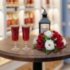1896b06102f8e92d NUPTIO Artificial Flower Centrepieces for Tables - 6 Pcs Crimson & White Fake Flowers Roses Balls 9.5in Diameter - Silk Faux Rose Arrangement for Wedding Party Centerpiece Table Decorations