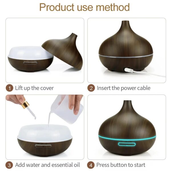 189abd983ba15fe2 Air Humidifier Aromatherapy Essential Oil Diffuser Wood Grain 500ml Ultrasonic Remote Control 7 Color Lights For Home Bedroom