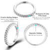 Moissanite Ring Sterling Sier with White Gold Plated Full Diamond Eternity Band Engagement Wedding Rings for Women