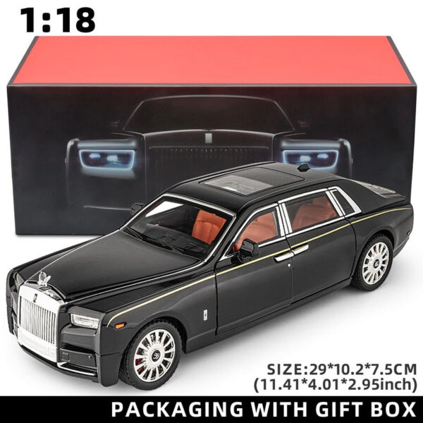1:18 Rolls-Royce Phantom Car, Zinc Alloy Pull Back Diecast Car with Sound and Light, Realistic Modeg Model Toy