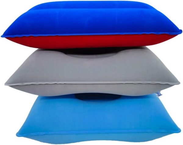 18ab6510204f7ac0 3 Pack Ultralight Inflatable Camping Travel Pillow Small Squared Flocked Fabric Air Pillow for Compact, Comfortable, Ergonomic for Neck and Lumbar Support While Camp Hiking Backpacking