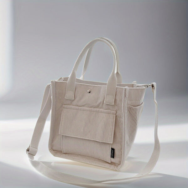Mini Canvas Satchel Bag With Top Handle, Multi Pockets Shoulder Bag, Portable Lunch Box Storage Bag