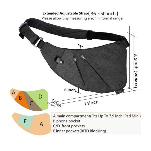 18b40db839402214 Crossbody Sling Bag, Shoulder Bag, Anti-Theft Chest Bag, Multi-Pocket Fanny Pack