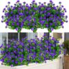 18c0fba43633af6a 24 Bundles Outdoor Artificial Flowers UV Resistant Fake Boxwood Plants, Faux Greenery for Indoor Outside Hanging Plants Garden Porch Window Box Home Wedding Farmhouse Décor (Magenta)
