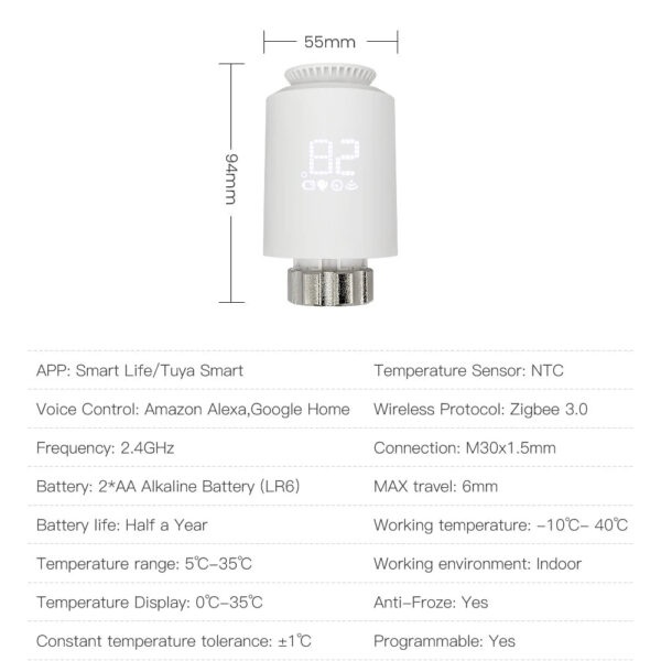 18cc2b6c637e1285 AVATTO Tuya ZigBee3.0 Smart Thermostat Radiator Actuator TRV Thermostatic Valve Controller Works With Alexa Google Home Alice