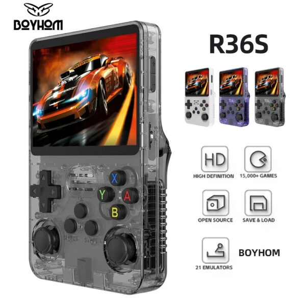18cee6785167a86c R36S Retro Handheld Game Console Linux System 3.5 Inch IPS Screen R35s Pro Portable Pocket Video Player 64GB Games
