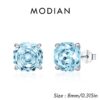 MODIAN Sparkling 925 Sterling Silver Delicate Rose Cut Simulated Aquamarine Trendy Stud Earrings For Women Wedding Jewelry