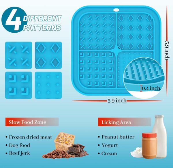 Lick Mat for Small Dogs and Cats 2 Pack, Dog Peanut Butter Lick Pads with Suction Cups for Slow Feeder, Anxiety Relief (Blue & Red)