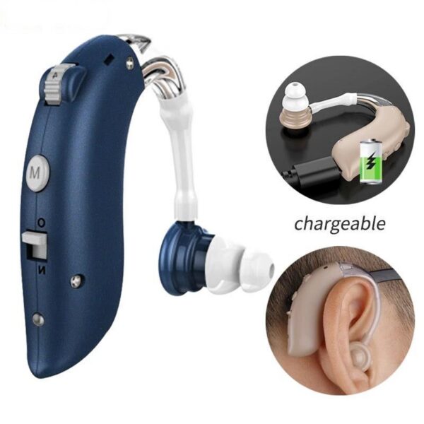 1Set Mini Digital Elderly Portable Sound Amplifier Rechargeable BTE Adjustable Hearing Aid for Seniors