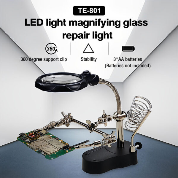 3.5X 12X Auxiliary Clip Magnifier Electric Soldering Circuit Board Welding Iron Magnifying Glass Bracket Tools
