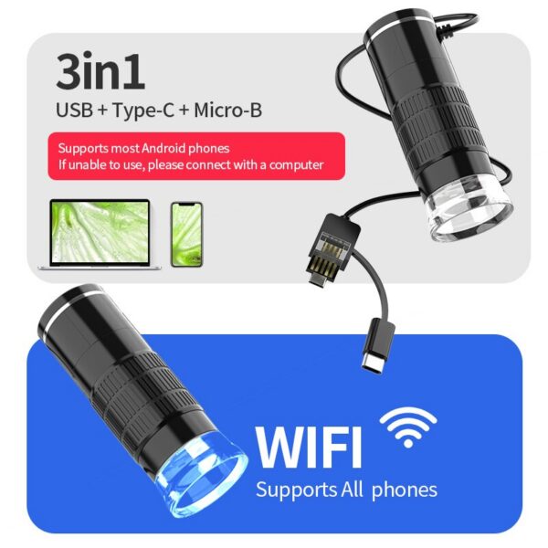 1934f62a0be0bdde Wireless Digital Microscope 50X-1000X Magnification Portable Handheld USB Microscopes with Flexible Stand For iPhone Android PC