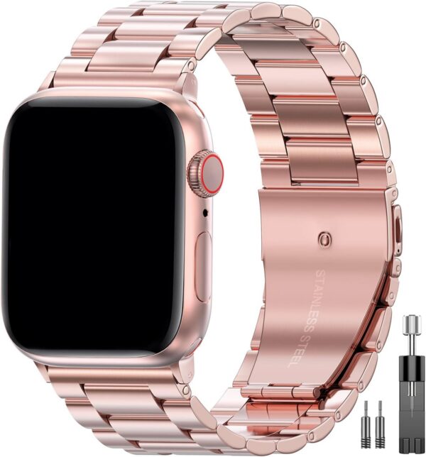 19395cbe7fb3c7c6 EPULY Compatible with Apple Watch Band 42mm 44mm 45mm 38mm 40mm 41mm, Business Stainless Steel Metal Wristband for iWatch SE & Series 7 6 5 4 3 2 1 for Men Women (Silver, 41mm 40mm 38mm)