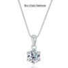 1ct D VVS1 Moissanite Pendant Necklace for Women Wedding Bridal 100% S925 Sterling Silver Necklace Plated 18K Anniversary Gift
