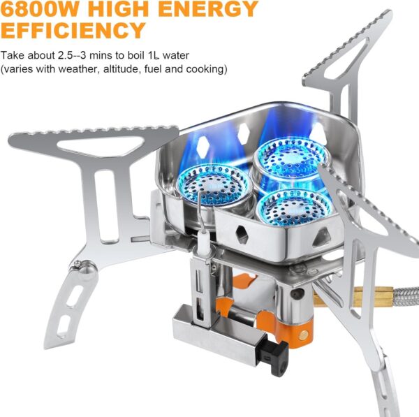 193ba1d949bc4b7d Adiwo Camping Gas Stove, Windproof Backpacking Burner Cooking Stoves 6800W, Foldable Rocket Camping Stove with Carry Box, Outdoor Camping Gas Burner for Cooking, Hiking, Camping, Trekking, Picnic