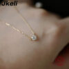 194067cb59dddcdd Jkeli Sterling Sier Gold Plated Necklace Single Sparkling Zircon Clavicle Chain for Women Wedding Jewelry collares