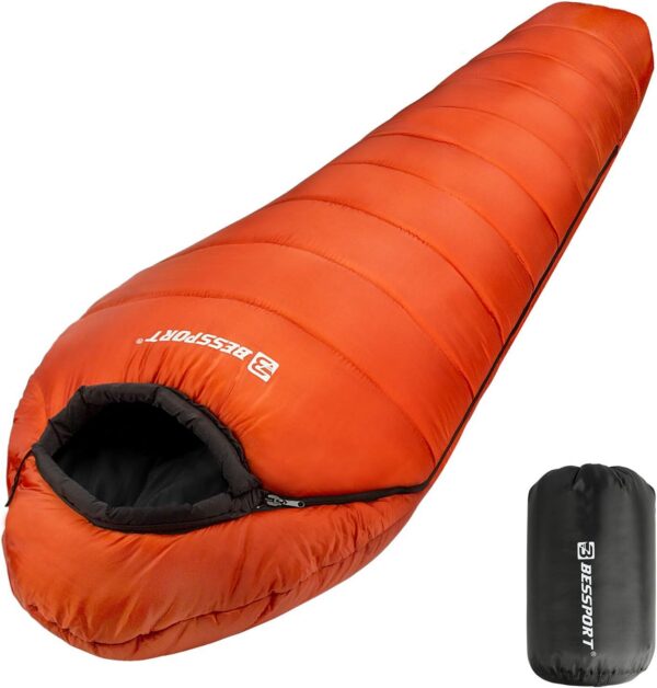 19428f0dce425bee Bessport Mummy Sleeping Bag | 15-45 ℉ Extreme 3-4 Season Sleeping Bag for Adults Cold Weather– Warm and Washable, for Hiking Traveling & Outdoor Activities