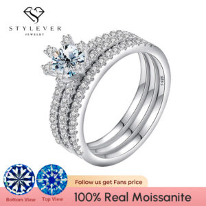1949bd7b49e61b64 Stylever D Color Moissanite Diamond Engagement Wedding Rings Set for Women Sterling Sier Trendy Fashion Jewelry
