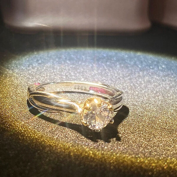 Pure Gold Ring for Women Natural Moissanit Rings with Gemstones Beautiful Jewelry Couples Wedding Accessories New Trend