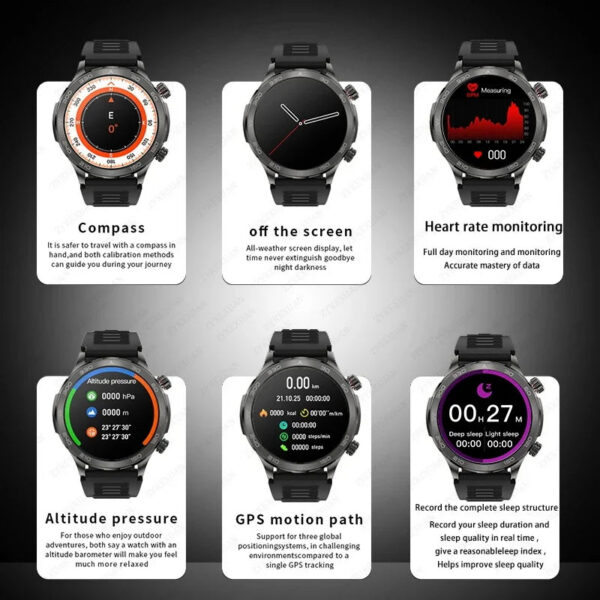 19624b8e46d4c346 New GPS Track Smart Watch Men AMOLED HD Screen Outdoor Sports Fitness Heart Rate NFC IP68 Waterproof Bluetooth Call Smart Watch