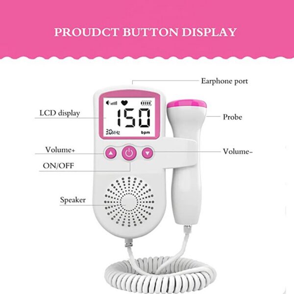 1972706549052132 Household Doppler Fetal Heart Rate Monitor for Baby Pregnancy Heartbeat Detector LCDdisplay Pulse Meter No Radiation Stethoscope