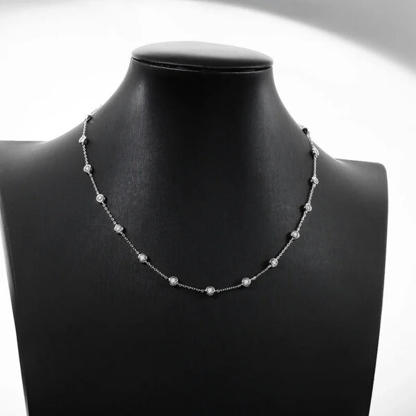 1973e2e525ae54e8 3mm D Color Full Moissanite Tennis Necklace with Certificate Sterling Sier Bezel Set Bubble Round Cut Diamond Neck Chain
