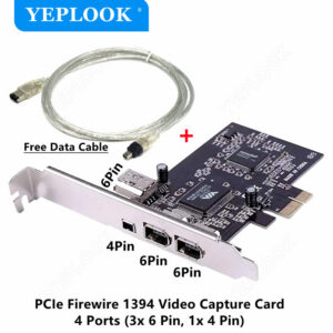 19773e8fe63af40a PCIe x1 DV Camera Audio HD Video Capture IEEE Firewire 1394 3x 6Pin+1x Adapter Card with 6Pin to 4Pin Cable 800Mbps