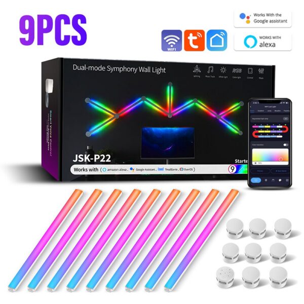 198a40bd3042ca19 WIFI LED Smart Wall Lamp RGBIC Bar DIY Atmosphere Night Light APP Music Rhythm TV Backlight Bedroom Game Room Decoration