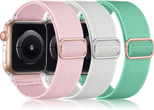 199a05e80aca8b93 DaQin 3 Pack Elastic Bands Compatible with Apple Watch Band 45mm 44mm 49mm 42mm 41mm 40mm 38mm Women Men, Soft Nylon Solo Loop Straps for Apple Watch SE iWatch Series 9/8/7/6/5/4/3/2/1/Ultra/Ultra 2