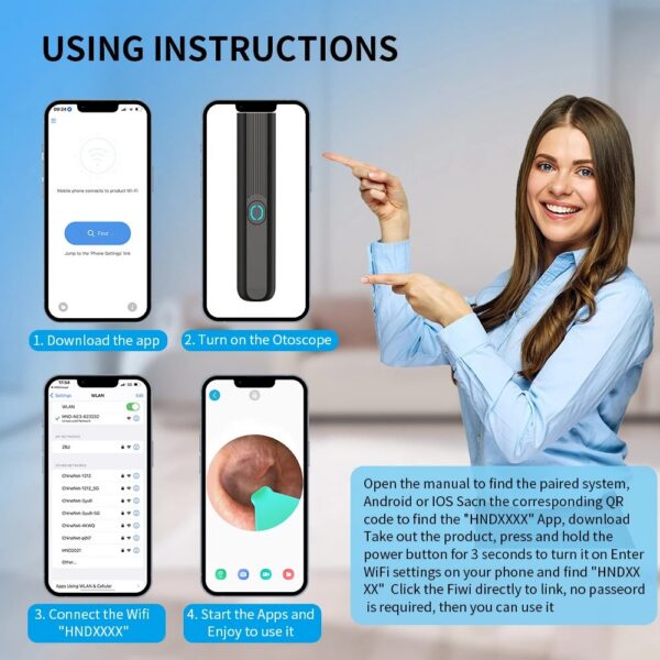 Wireless Visual Wax Removal Safe Endoscope Earpick with Camera 1080P Luminous Otoscope Ear Cleaning Tools