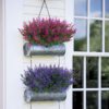 8 Bundles Outdoor Artificial Lavender Fake Flowers UV Resistant Shrubs, Faux Plastic Greenery for Indoor Outside Hanging Plants Garden Porch Window Box Wedding Farmhouse Decor (Orange Red)