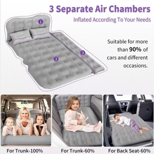 19b11a6dfd0e1266 SUV Air Mattress - Thickened and Double Air Mattress Sided Flocking Travel Inflatable Car Mattress Bed with Electric Air Pump and 2 Pillows, Car Sleeping Bed for Home Outdoor and Travel