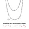 Rinntin Sterling 3.3mm Diamond-Cut Figaro Chain For Men Women Fashion Sier Necklace Jewelry SC34