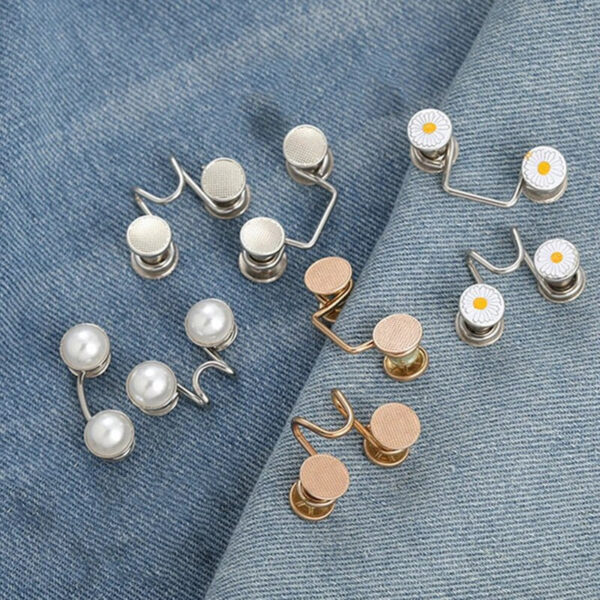 19d9bd8b00bf2b68 2pcs Skirt Pants Tighten Brooches Jeans Adjustable Waist Clip Button Pearl Women's Brooch Set DIY Clothing Accessories