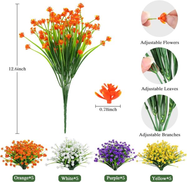 19dead91a67613bc AmyHomie 20 Bundles Artificial Flowers Outdoor UV Resistant Faux Flowers No Fade Fake Plastic Plants Garden Porch Window Box Decorating(Bright Yellow)