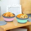 3 Pieces Silicone Folding Bowls with Lid Foldable Lunch Box Portable Salad Bowl Sets