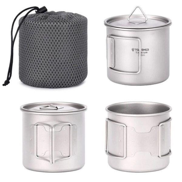 19fe3cf2abef9153 TOMSHOO Ultralight Titanium Outdoor Portable 2PCS Set 450ml 750ml Camping Picnic Water Cup Mug with Foldable Handle