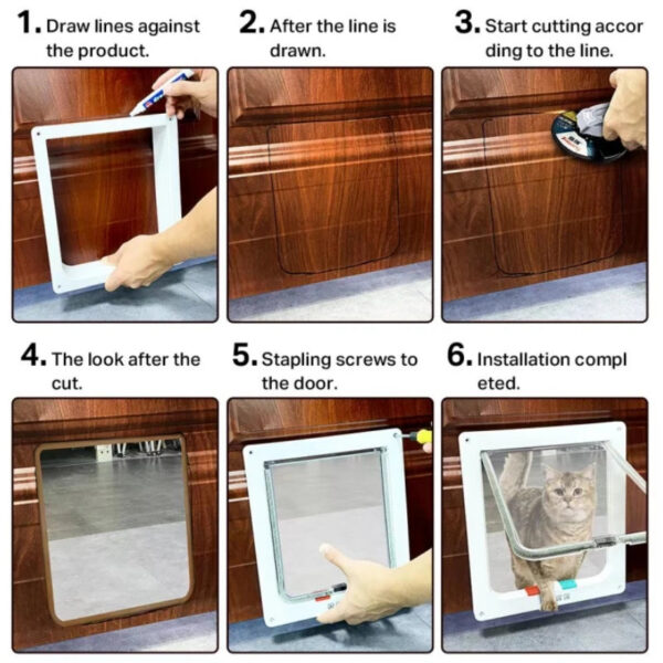 1a1997f7009a6f3c Cat Flap Door with 4 Way Security Lock Controllable Switch Transparent ABS Plastic Gate Puppy Kitten Safety in&out Pet Doors Kit