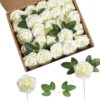 1a1bbe2b7c699abb Artificial Flower Foam Purple Rose 50pcs Real Looking Fake Rose with Stems Leaves for Home Decoration Party Garden Centerpieces DIY Wedding Bouquets(Purple)