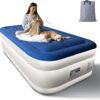 1a2011ce8ad8cd05 VINGLI Twin Air Mattress with Built-in Pump, 18 Raised Blow Up Mattress with Soft Flocked Top, Leakproof Inflatable Mattress for Camping, Home, Guests,with Storage Bag