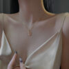 S Sterling Sier Geometric Necklace New Simple Hollow Pendant Flashing Diamond Clavicle Chain Woman Jewelry Accessories Gift