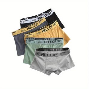 5pcs Underwear, Breathable Comfy Quick Drying Stretchy Trunks, Sexy Underpants, Men's Trendy Boxer Panties