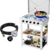 1a5b4f95379233ea Propane Gas Stove-300000BTU Portable Gas Stove with Support Leg Stand and Wind Blocking Cover Adapter Auto Ignition Camping Stove 4 Burner LPG for RV, Apartment, Outdoor Cooking