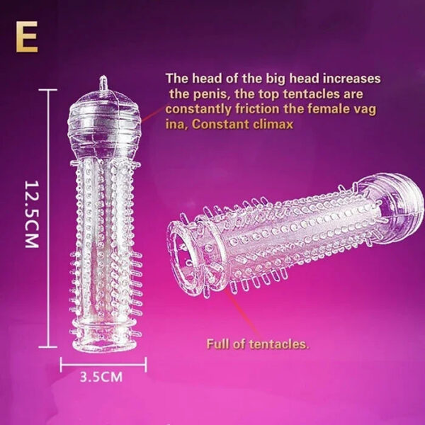 Big Spikes Penis Cock Ring Sheath Reusable Penis Sleeve Ejaculation Time Delay Ribbed Stimulate Penis Sleeve Sex Toys for Male
