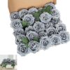 1a72eefab632156d Artificial Flower Foam Purple Rose 50pcs Real Looking Fake Rose with Stems Leaves for Home Decoration Party Garden Centerpieces DIY Wedding Bouquets(Purple)