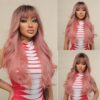 1a811305ad403ef8 Long Black Wavy Synthetic with Bangs for Women Body Wave Wigs Cosplay Daily Natural Use Hair Heat Resistant