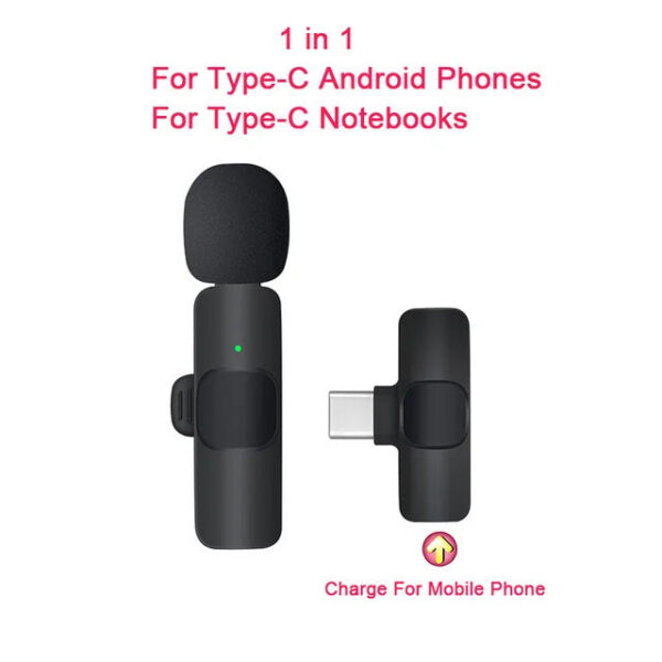 Mini Portable Wireless Tie Microphone Lavalier Mic For Iphone Android MobilePhone Interview Recording Live Vlog Broadcast Gaming