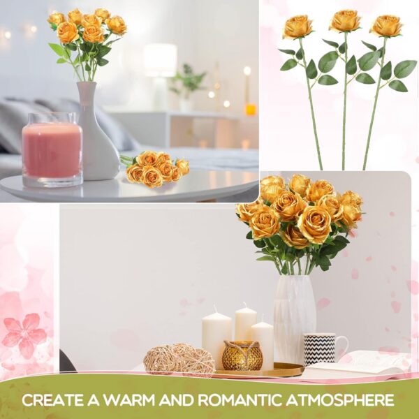 1aa26bc2d3a2bfa2 50 Pcs Artificial Rose Flower Realistic Silk Roses with Stem Bouquet of Flowers Plastic Flowers Real Looking Fake Roses for Home Wedding Centerpieces Party Decorations (Blue)